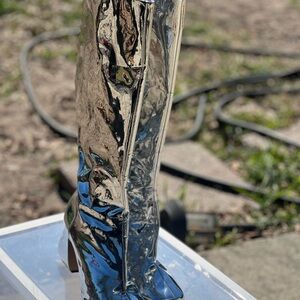 Silver Women's Knee-High Boots